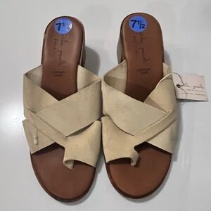 Beige Suede Women’s Heeled Sandals